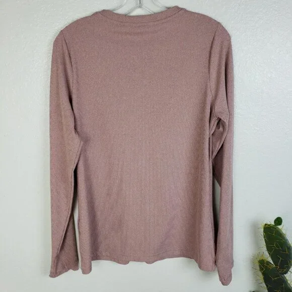 NWOT Athleta Uptempo Ribbed Henley Top Mauve Pink size Large - Picture 7 of 15